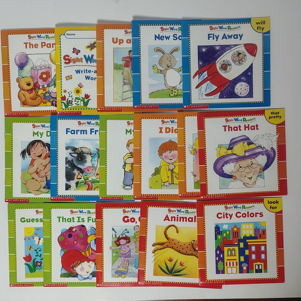 Lot Of 15 Scholastic Sight Word Readers With A Bonus Write-And-Learn Workbook
